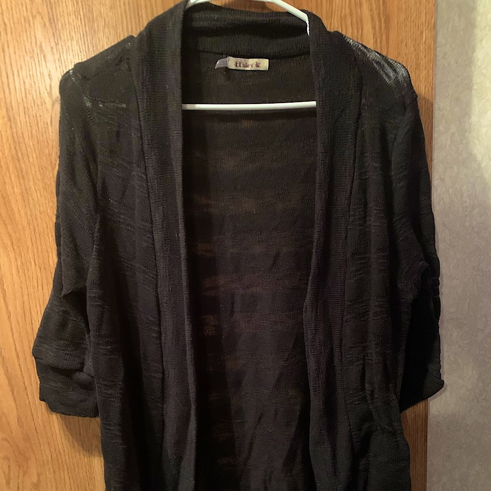 Haley K large black striped cardigan